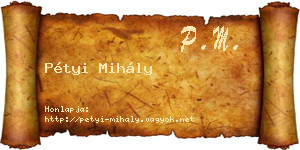 Pétyi Mihály névjegykártya