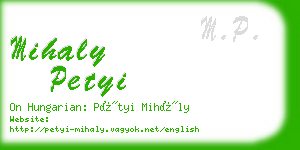 mihaly petyi business card